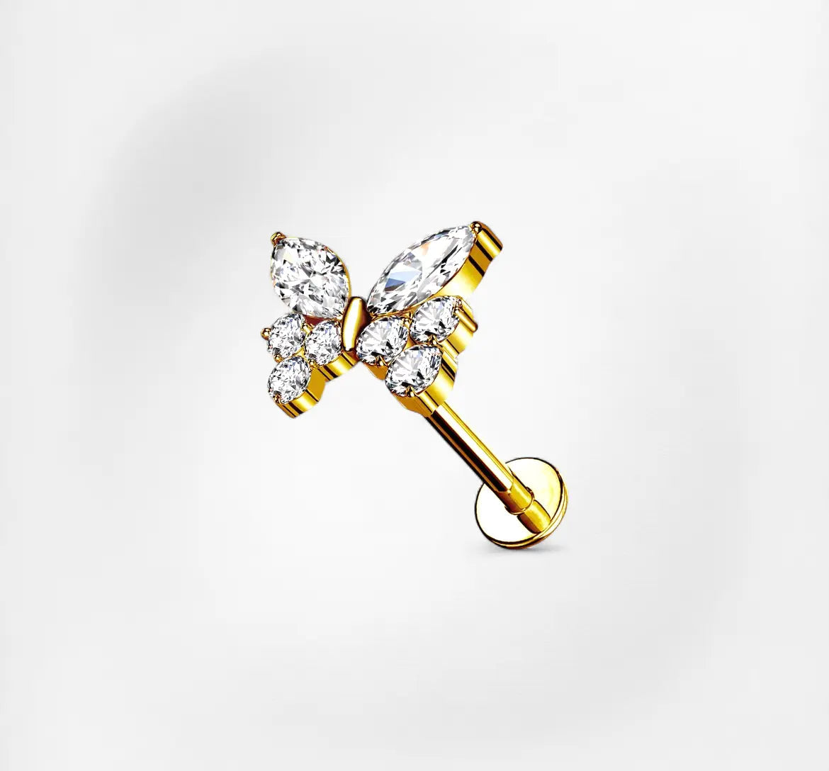 Labret papillon April en titane, à porter sur le lobe, l'hélix ou le flat
