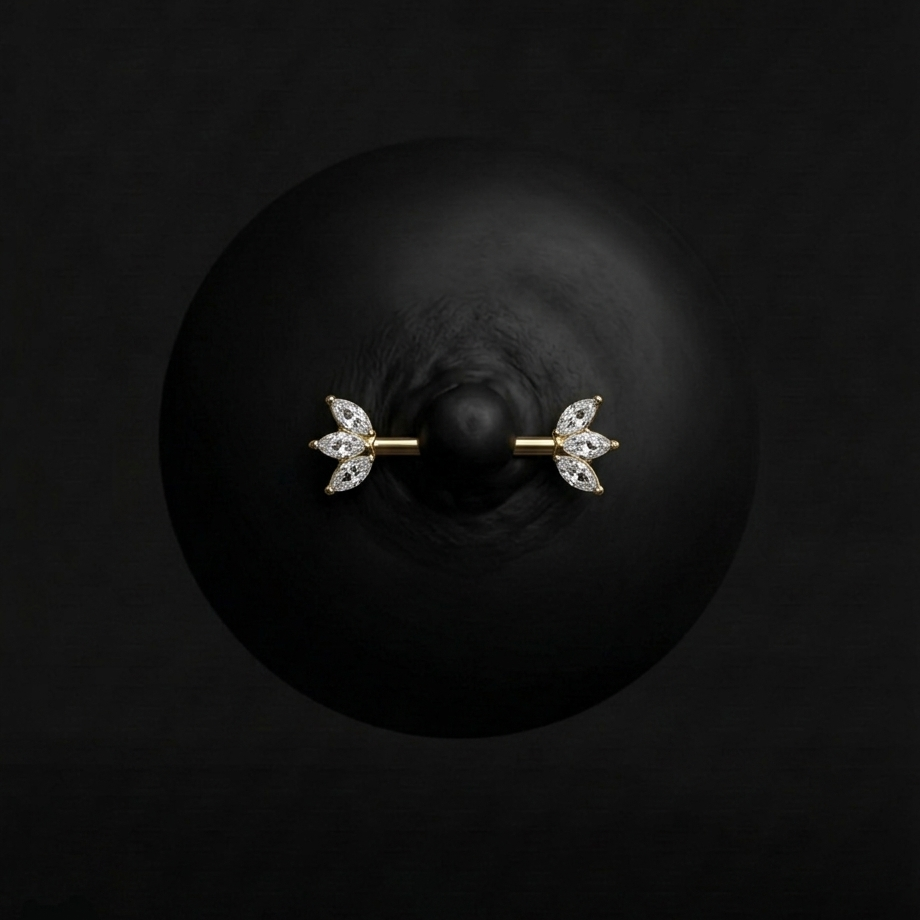 Piercing Yara - Barbells - Téton Plumeria Piercing